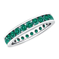 Certified Lab Grown Emerald Wedding Anniversary Ring in Channel Setting