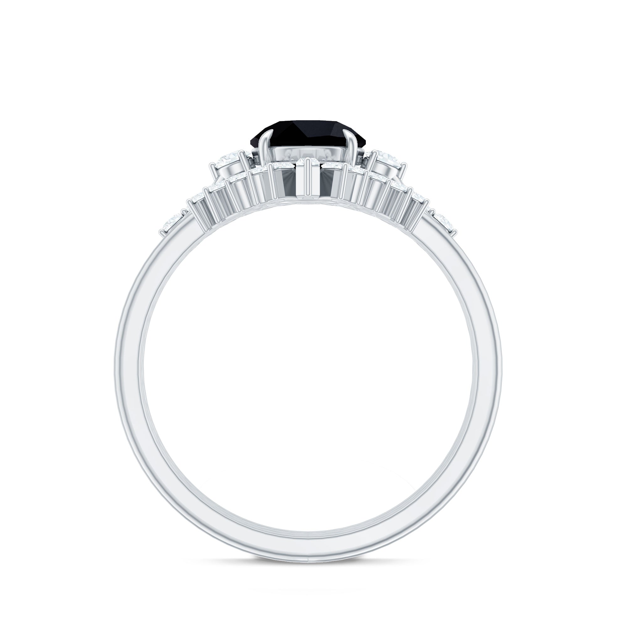 Certified 2 Carat Lab Grown Black and White Diamond 3 Piece Bridal Ring Set