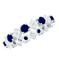 Natural Blue Sapphire and Diamond Eternity Band Ring