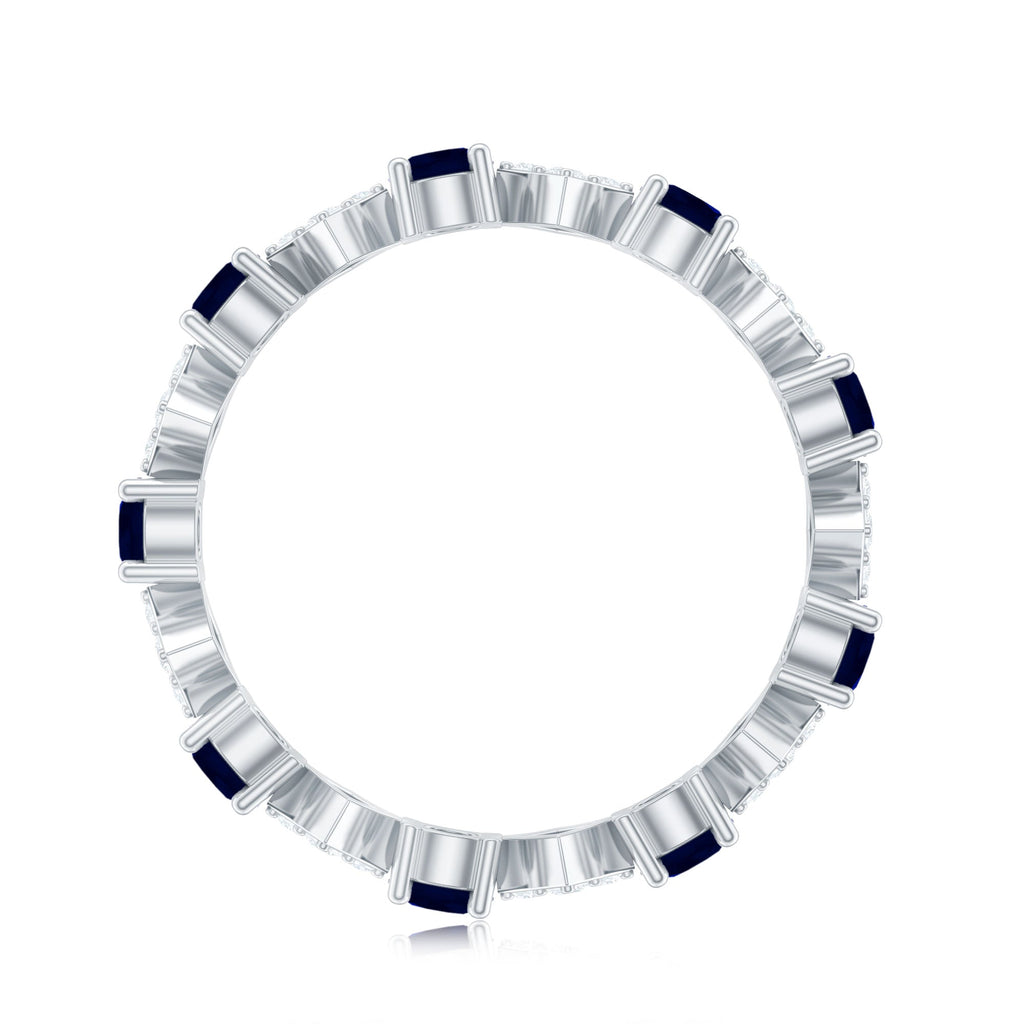 Natural Blue Sapphire and Diamond Eternity Band Ring