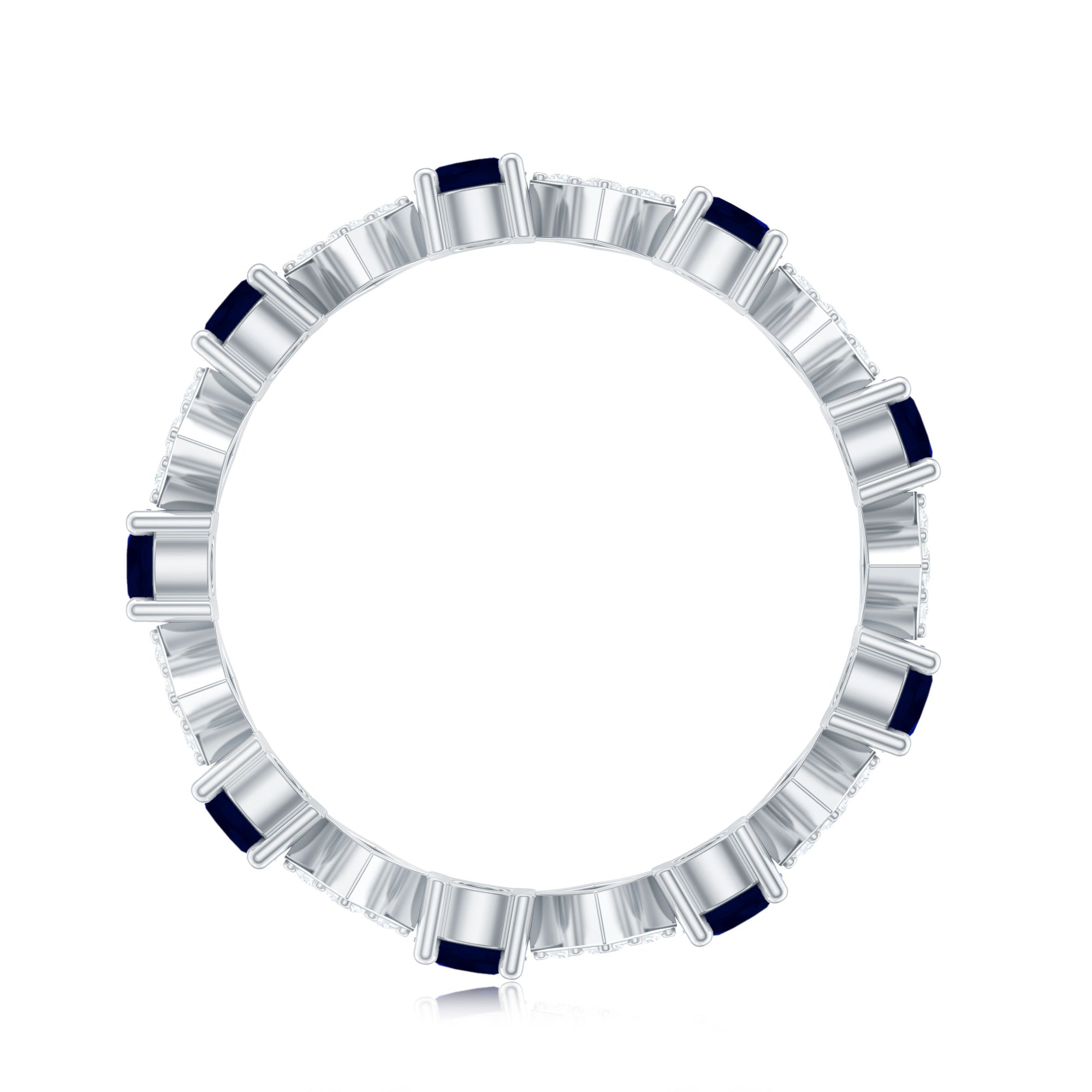 Natural Blue Sapphire and Diamond Eternity Band Ring