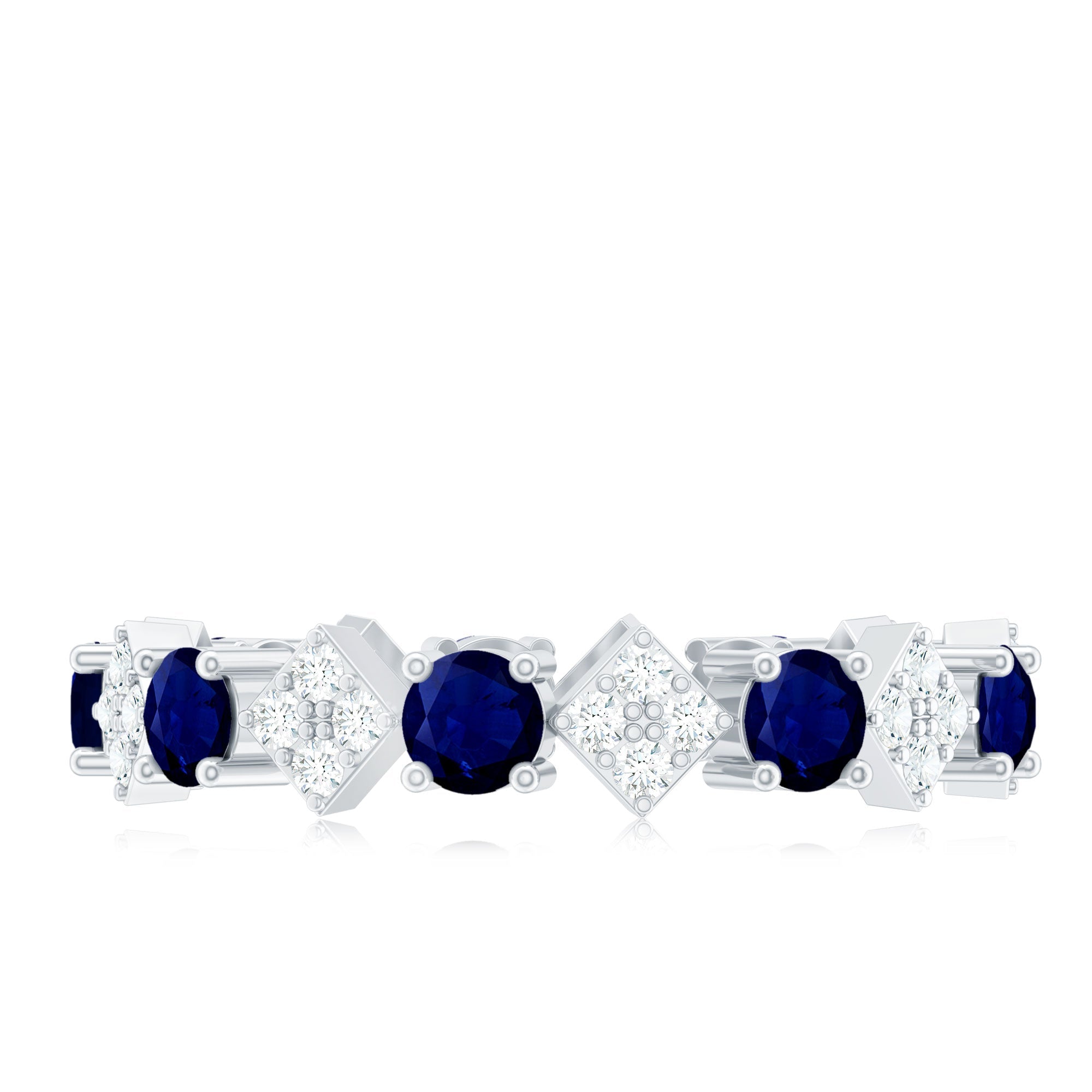Natural Blue Sapphire and Diamond Eternity Band Ring