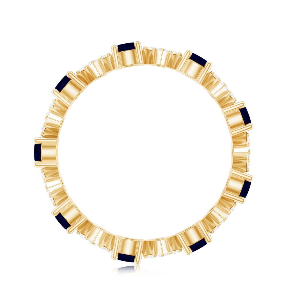 Natural Blue Sapphire and Diamond Eternity Band Ring