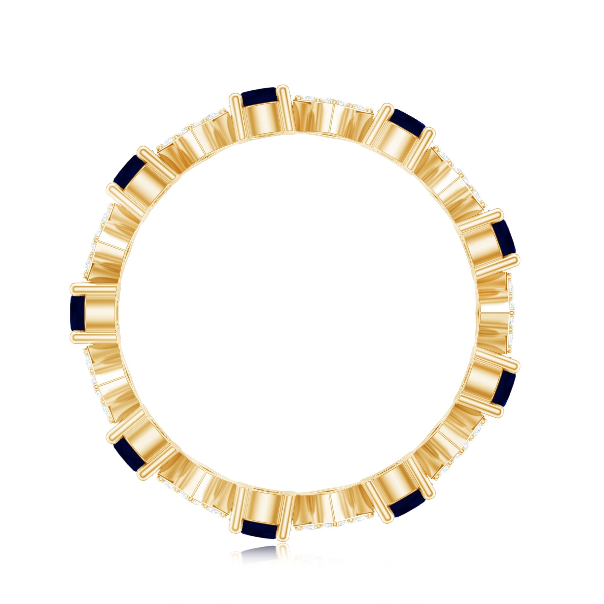 Natural Blue Sapphire and Diamond Eternity Band Ring