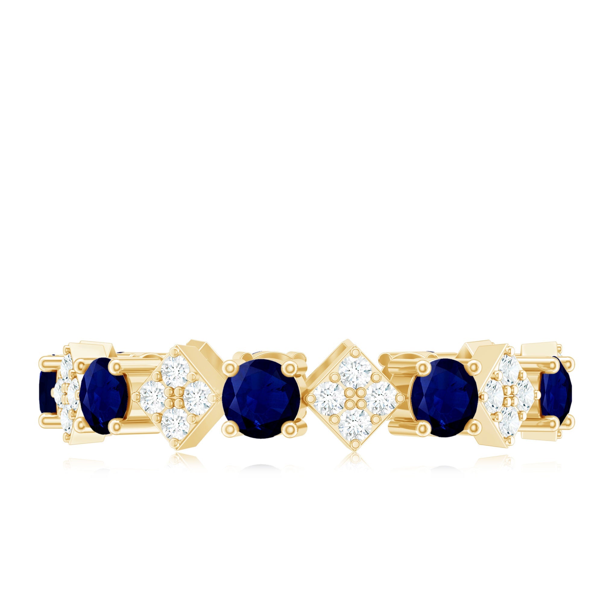 Natural Blue Sapphire and Diamond Eternity Band Ring