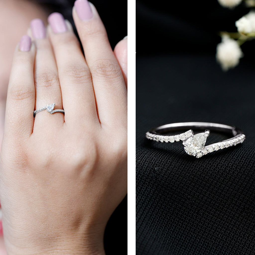 Certified Natural Diamond Promise Ring with Bypass Shank