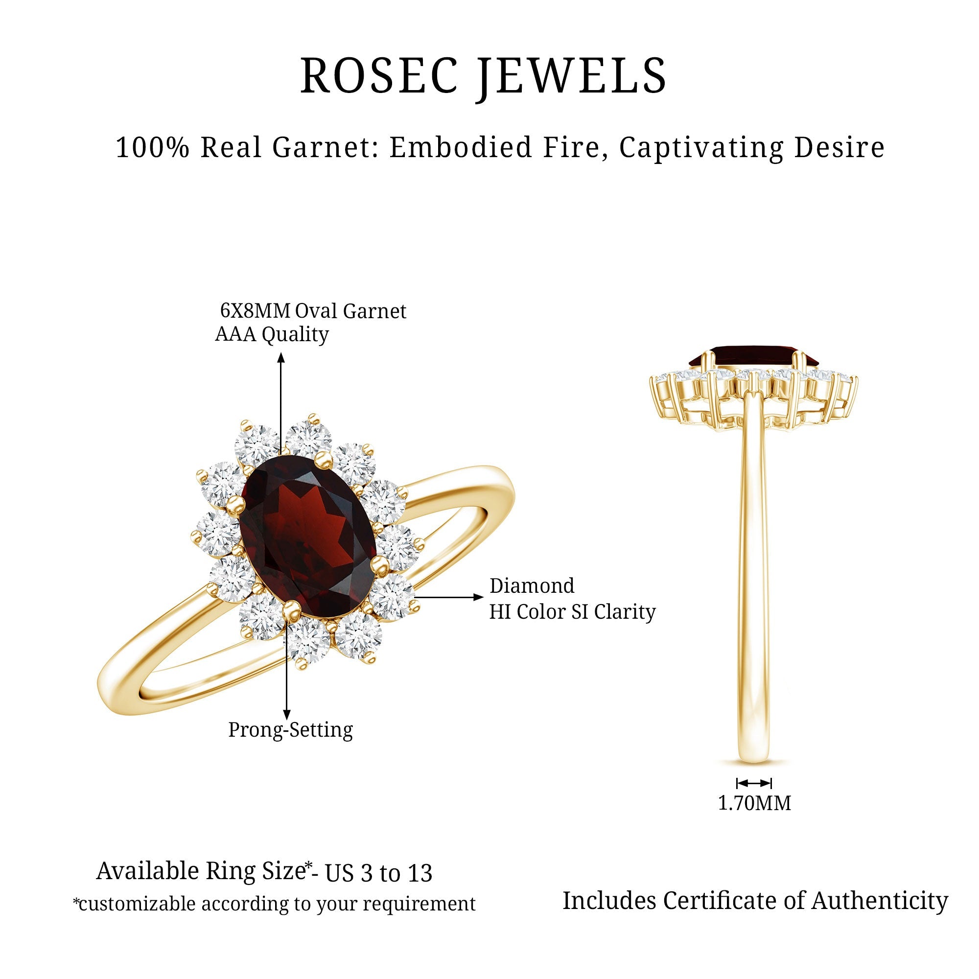 Natural 1.5 Carat Garnet Oblong Engagement Ring with Diamond Halo