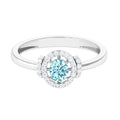 1 Carat Aquamarine Halo Engagement Ring with Diamond