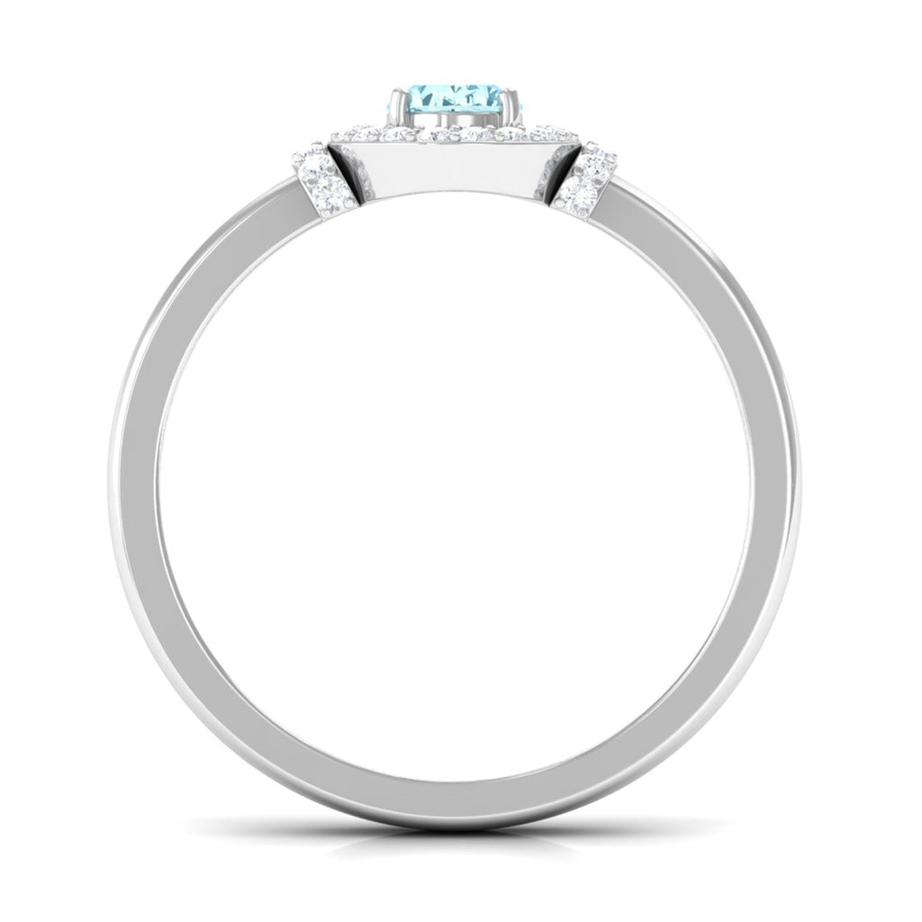 1 Carat Aquamarine Halo Engagement Ring with Diamond