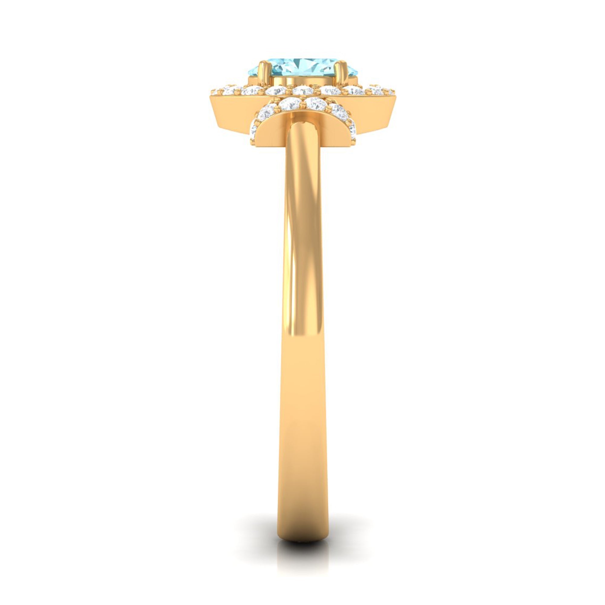 1 Carat Aquamarine Halo Engagement Ring with Diamond