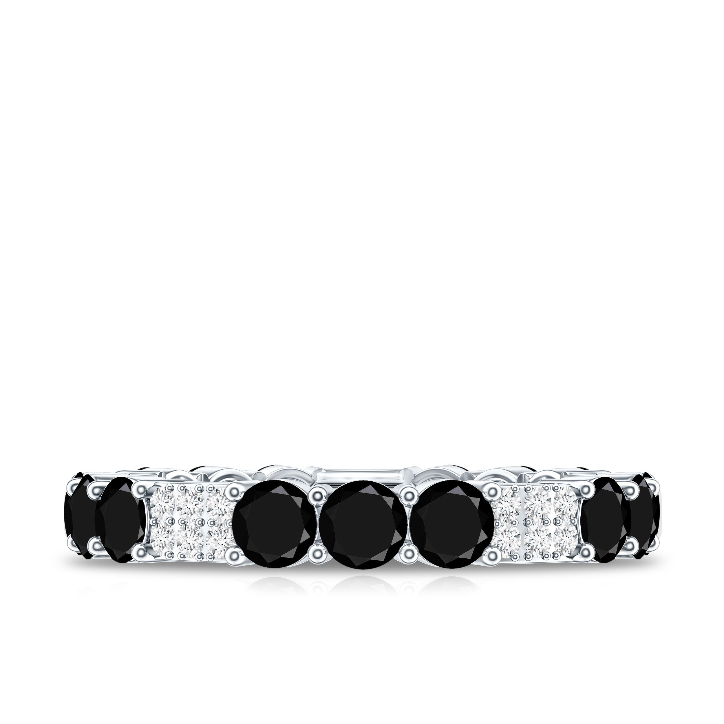 Real Black Spinel Diamond Eternity Ring for Anniversary