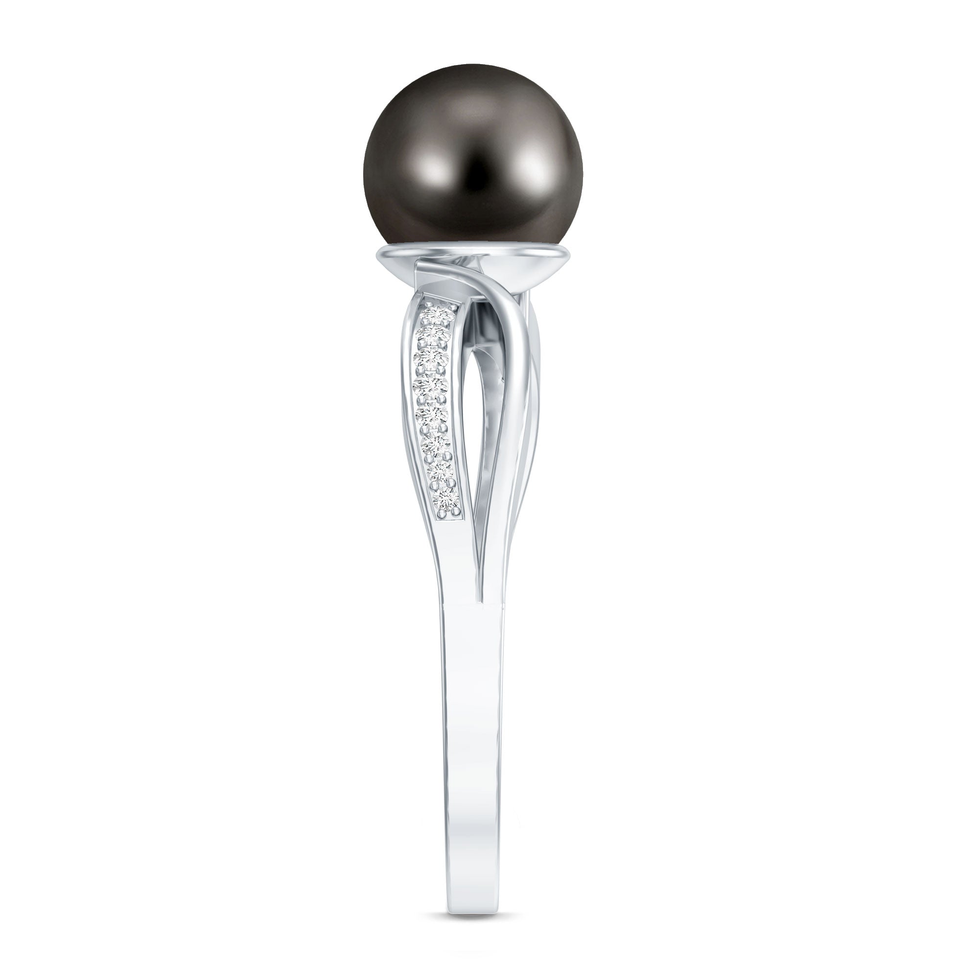 7.5 Carat Solitaire Tahitian Pearl Engagement Ring with Diamond