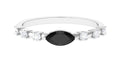 0.7 Carat Marquise Cut Black Spinel East West Ring with Diamond