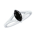 0.7 Carat Marquise Cut Black Onyx Engagement Ring with Diamond Split Shank