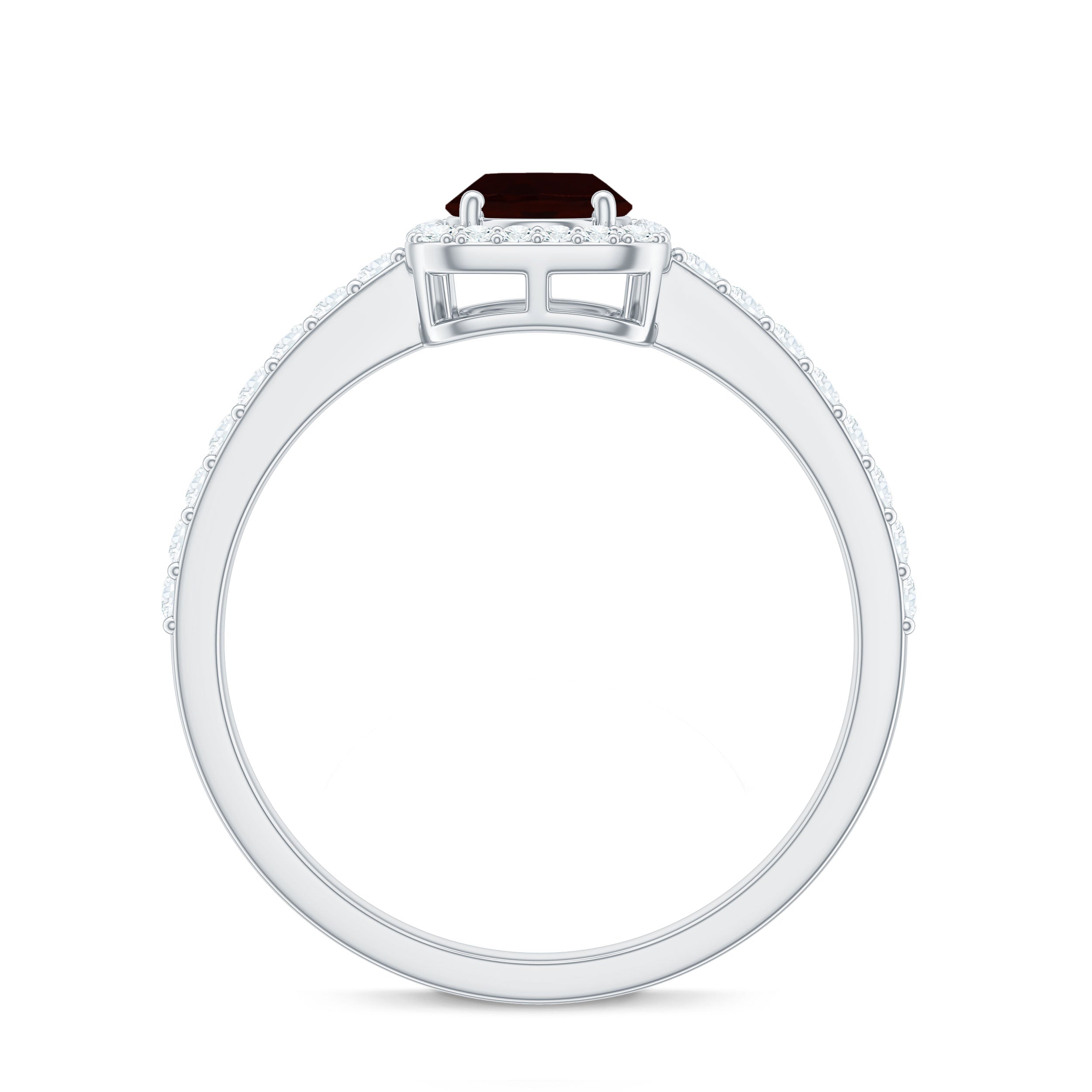 Classic 1.5 Carat Garnet Oval Engagement Ring with Diamond Halo