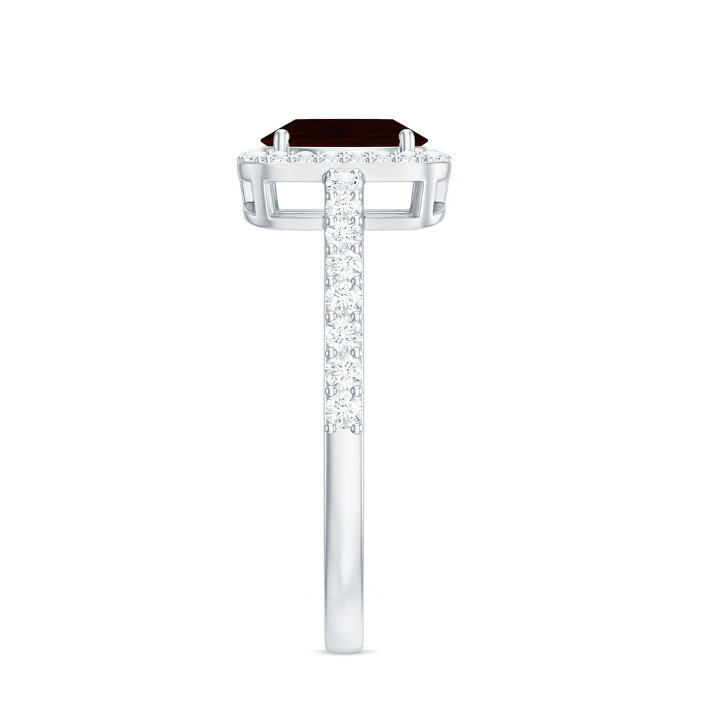 Classic 1.5 Carat Garnet Oval Engagement Ring with Diamond Halo