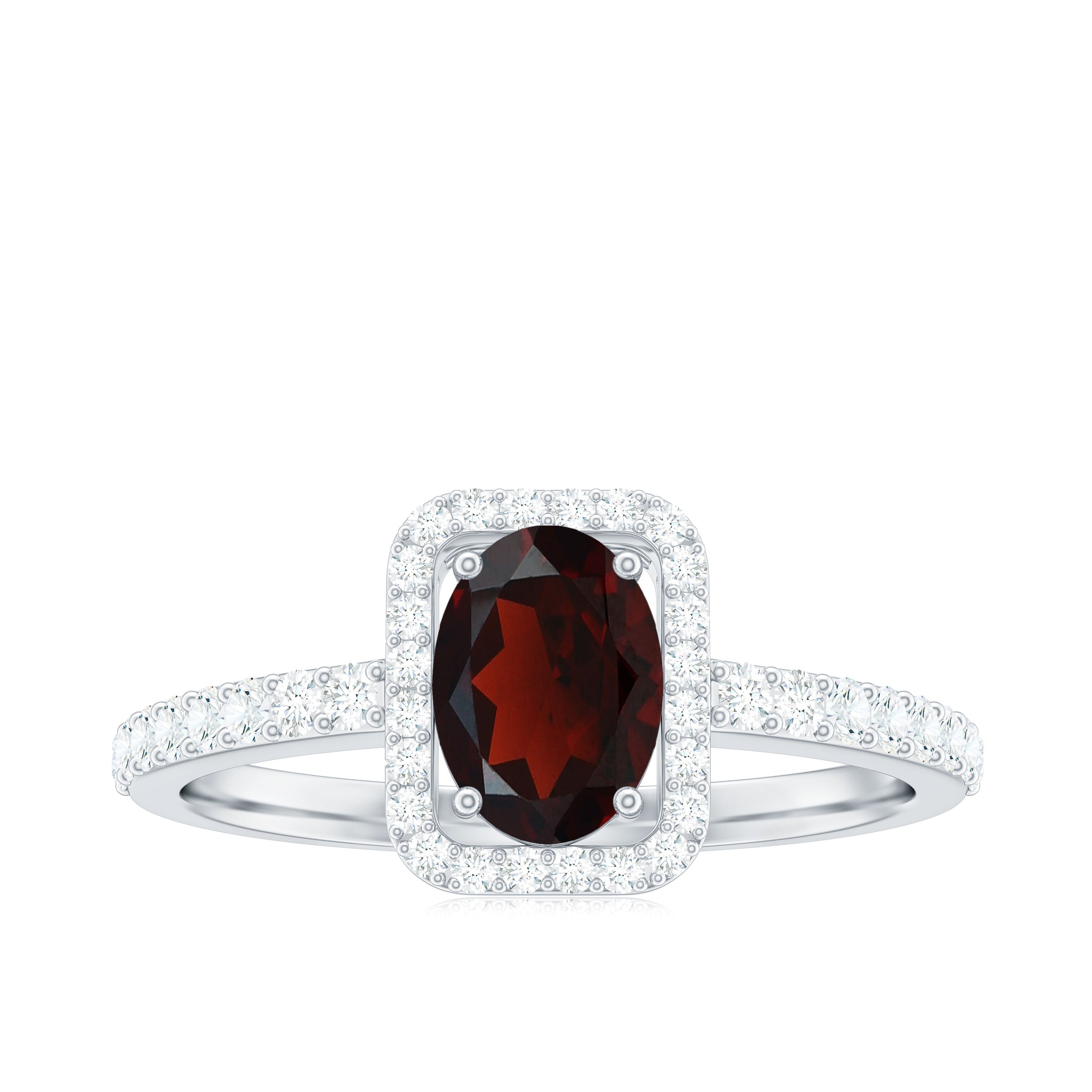 Classic 1.5 Carat Garnet Oval Engagement Ring with Diamond Halo