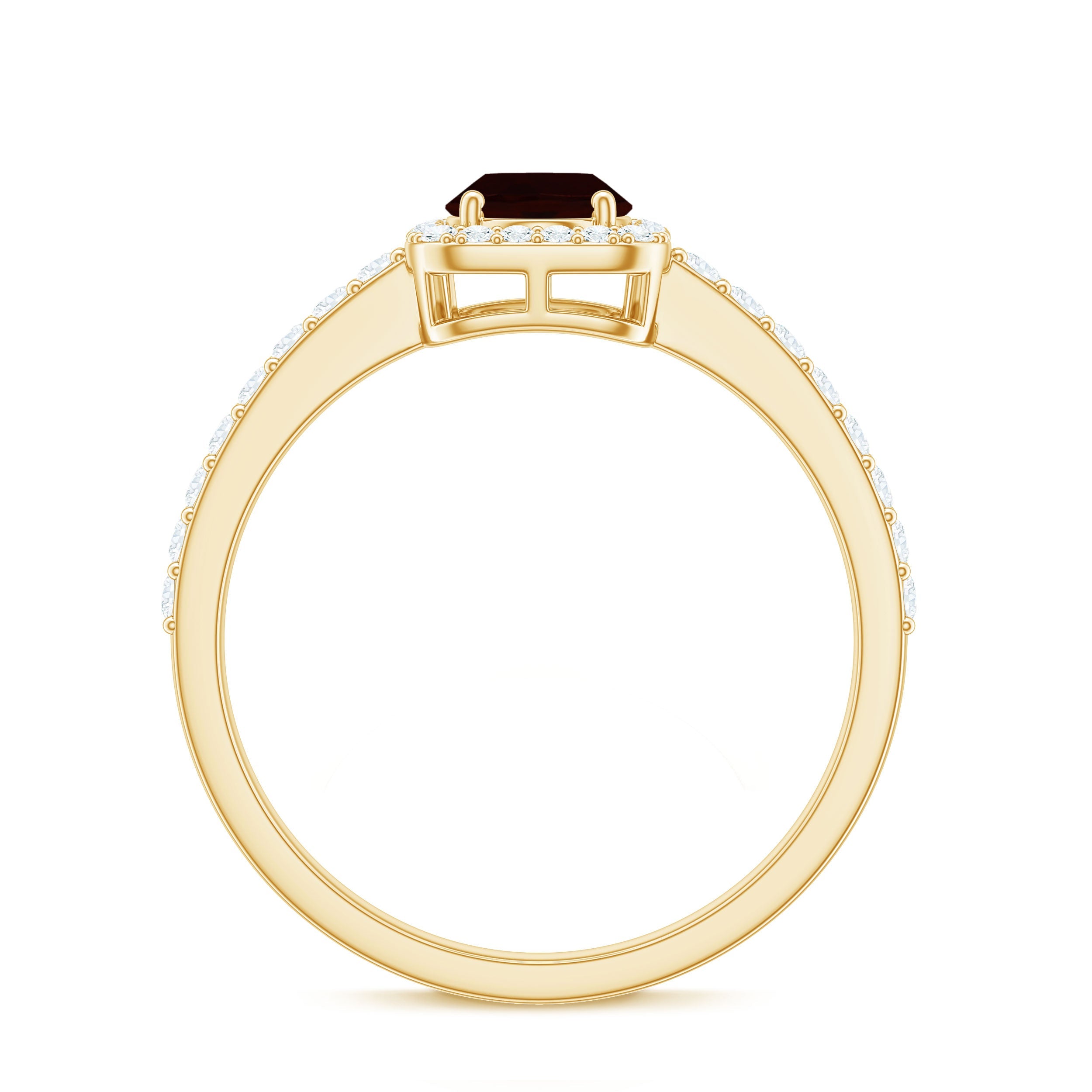 Classic 1.5 Carat Garnet Oval Engagement Ring with Diamond Halo
