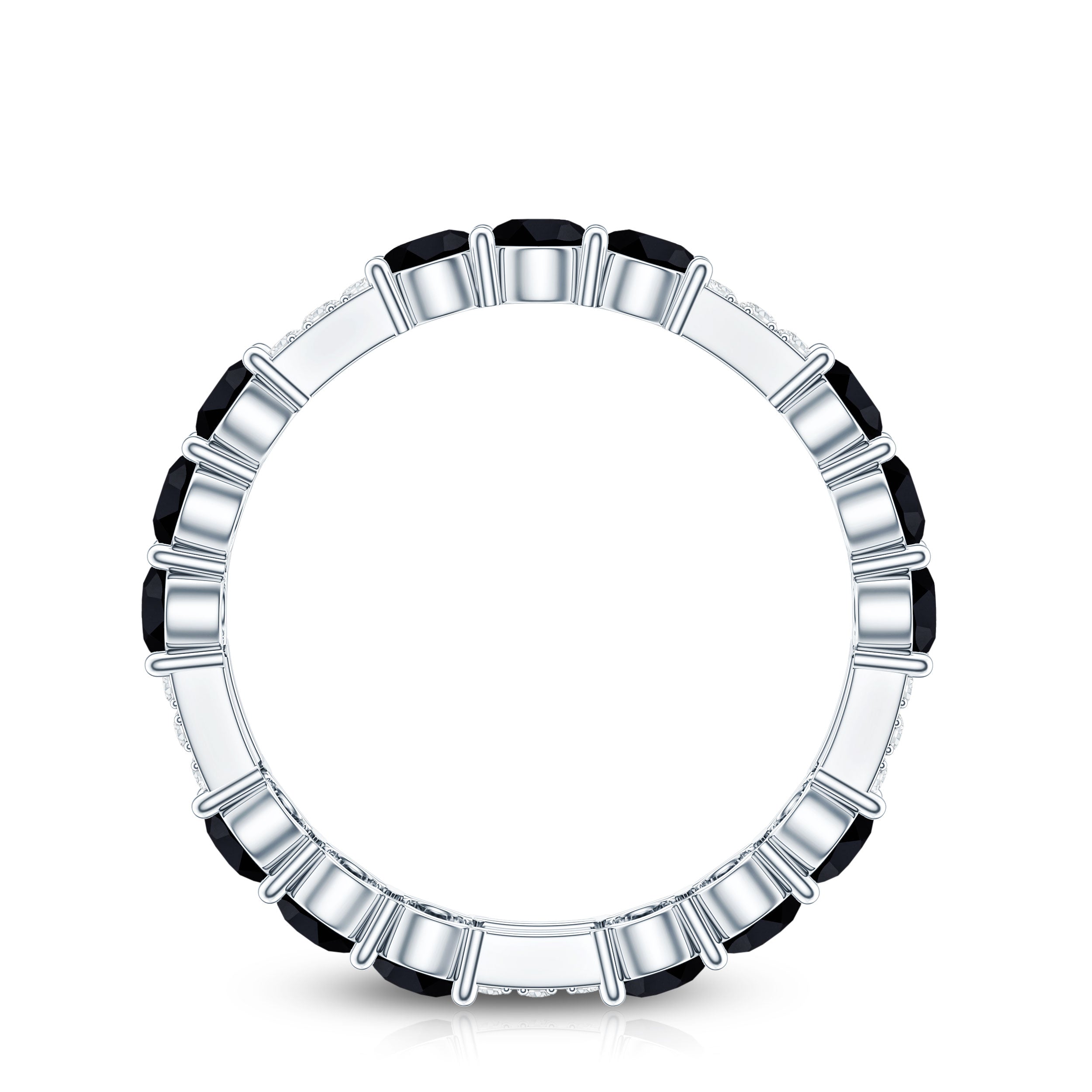 Certified Lab Grown Black and White Diamond Wedding Eternity Ring