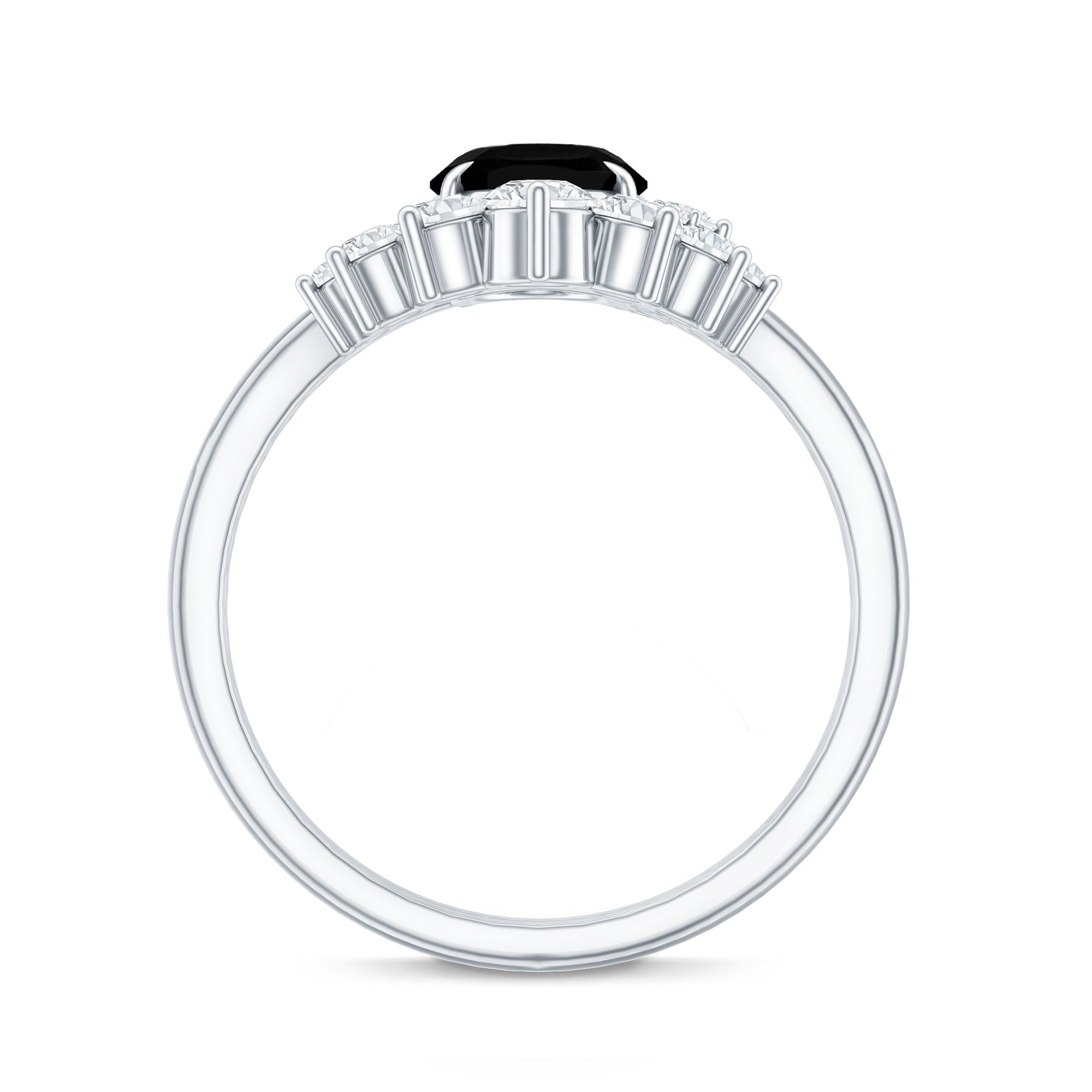 Created Black Diamond Oval Engagement Ring Set with Diamond