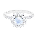 0.3 Carat Round Moonstone Statement Engagement Ring with Moissanite