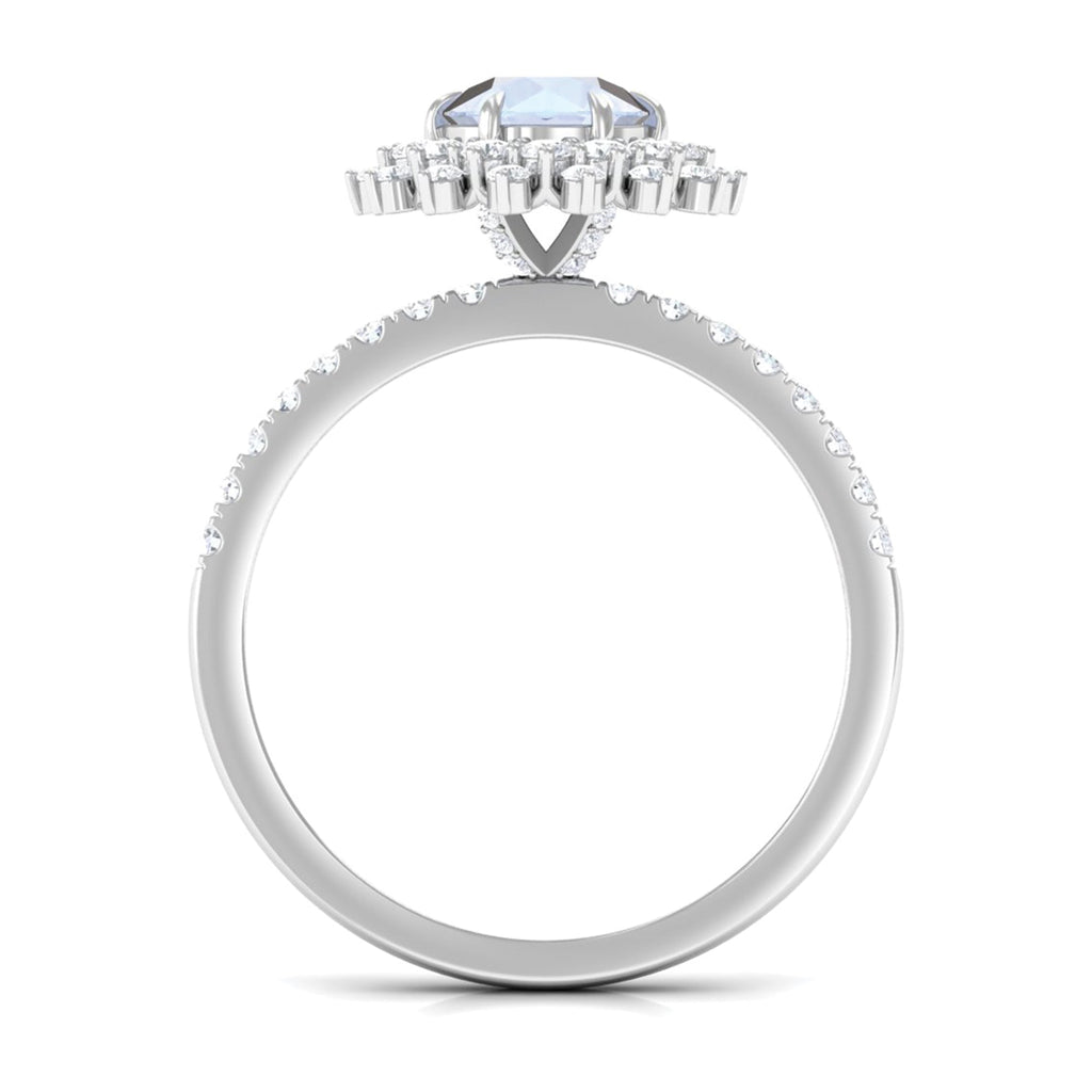 0.3 Carat Round Moonstone Statement Engagement Ring with Moissanite