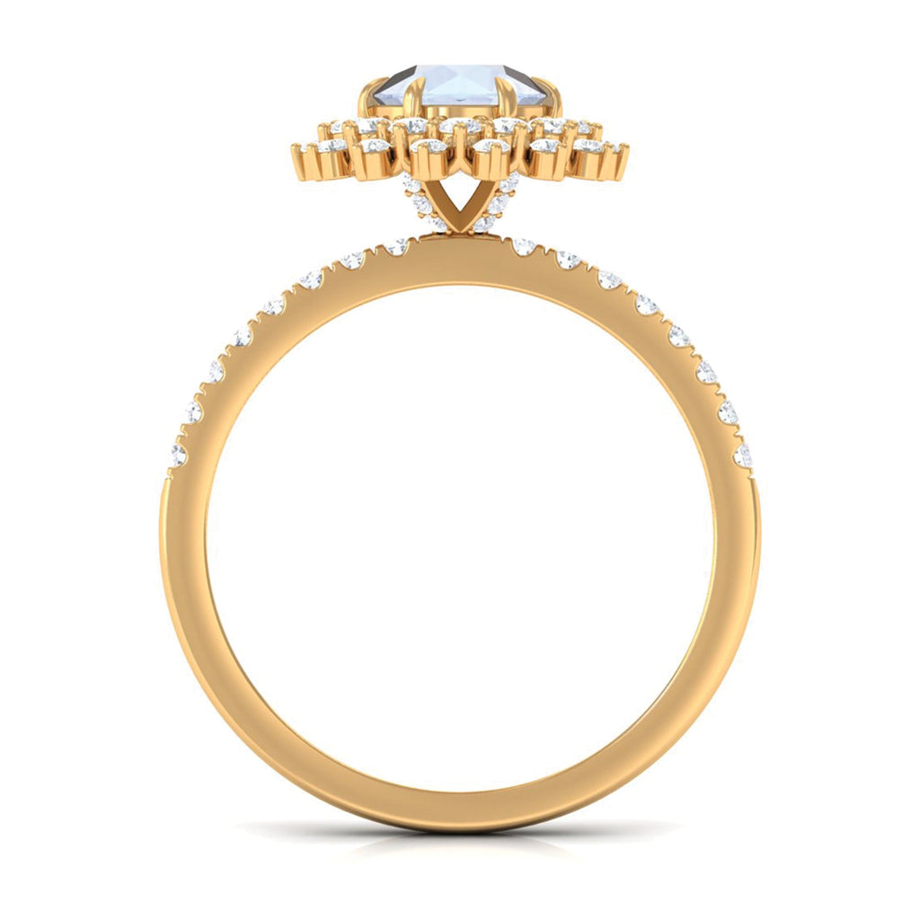 0.3 Carat Round Moonstone Statement Engagement Ring with Moissanite
