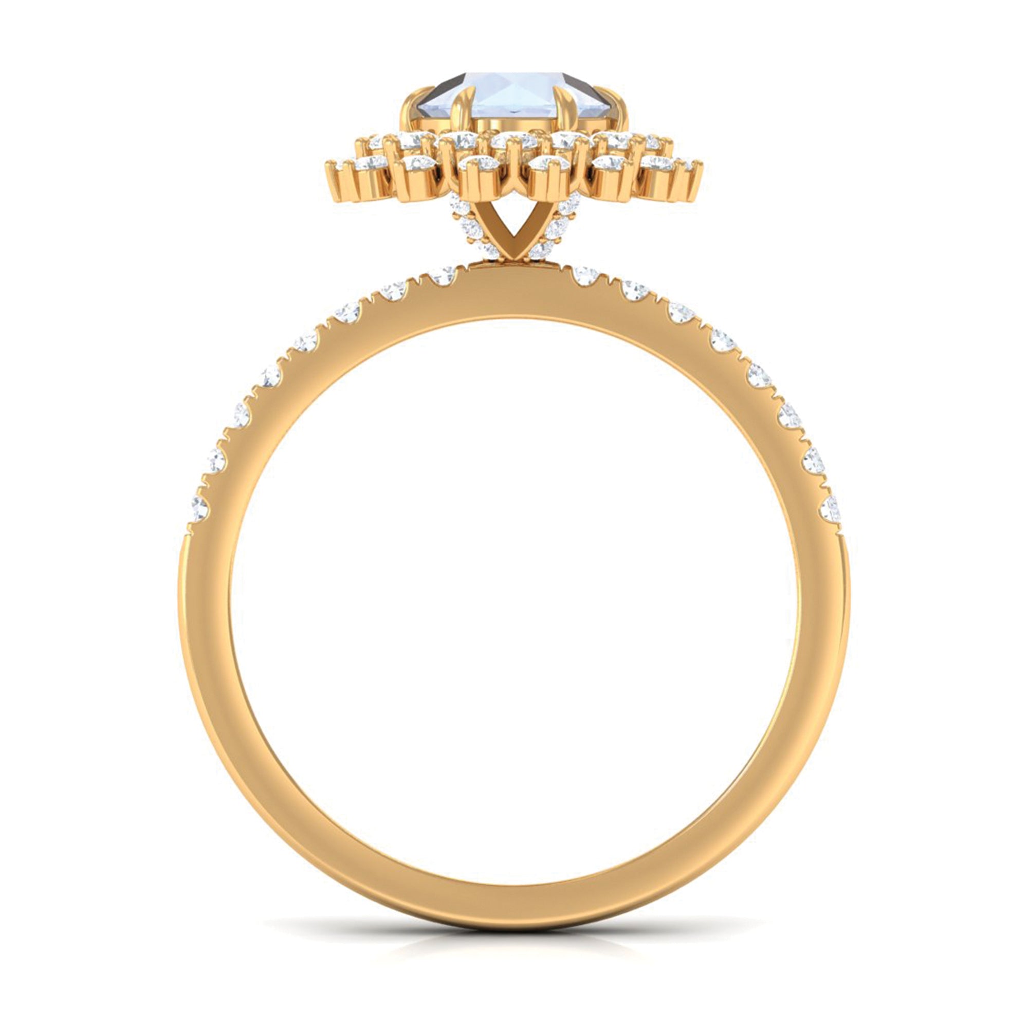 0.3 Carat Round Moonstone Statement Engagement Ring with Moissanite