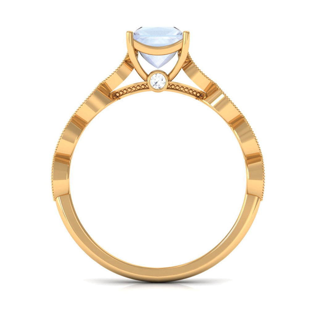 0.5 Carat Princess Cut Moonstone Solitaire Ring with Diamond Side Stones