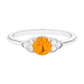 0.7 Carat Fire Opal Engagement Ring with Diamond Trio