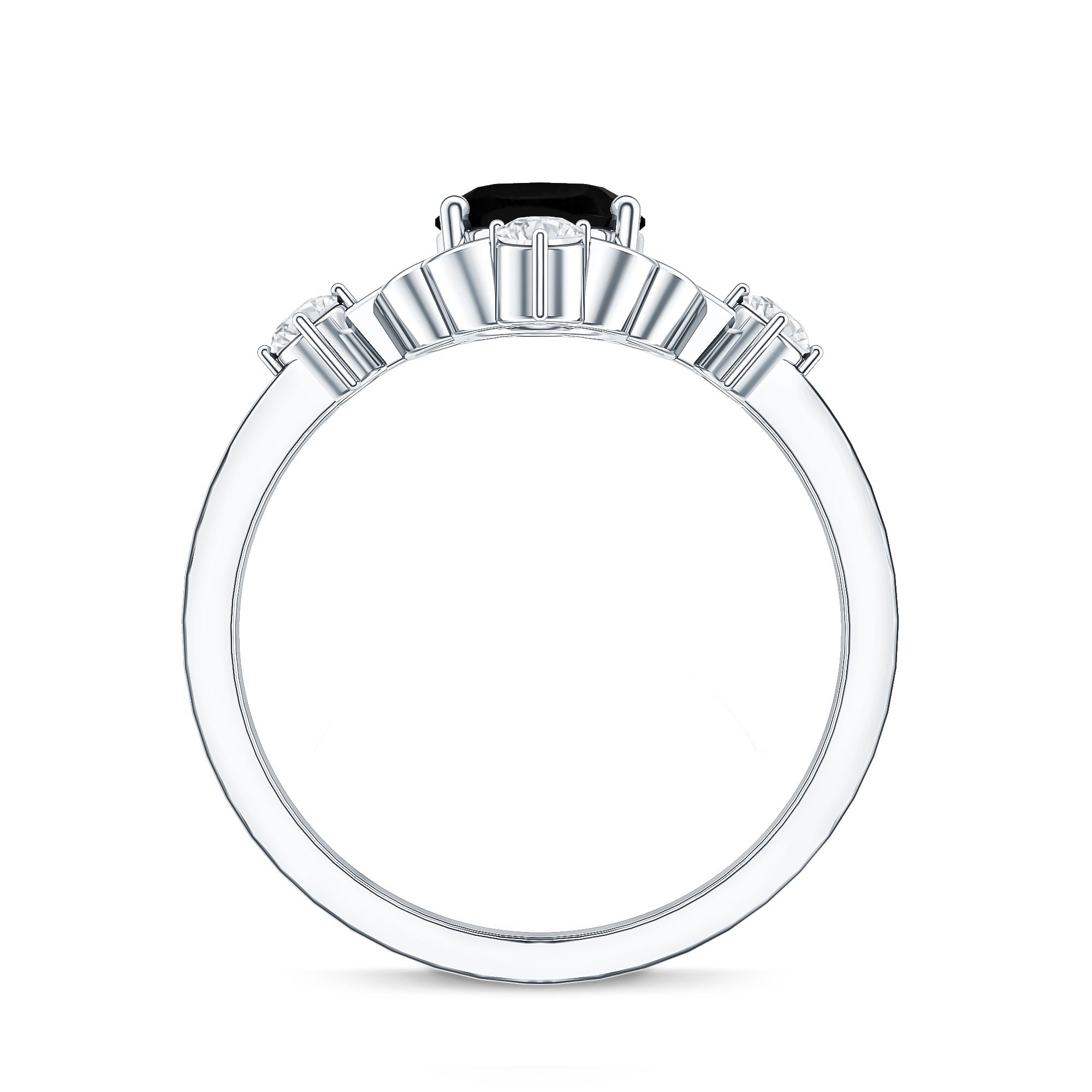 Vintage Style 1.9 Carat Lab Grown Black Diamond Oval Engagement Ring with White Diamond