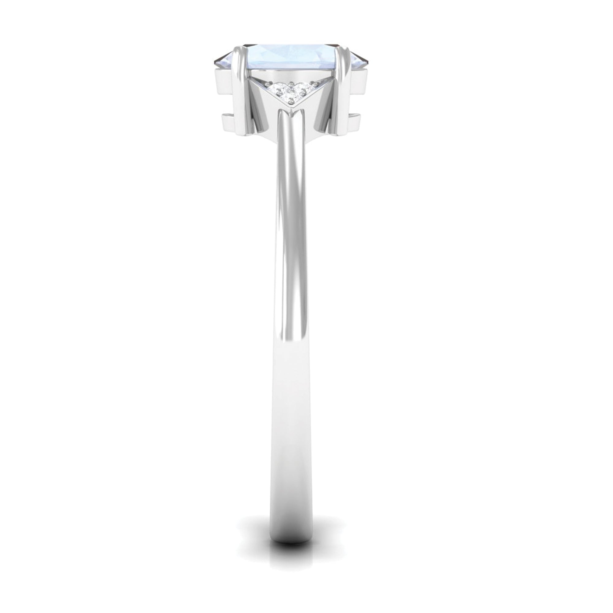 0.6 Carat Oval Moonstone Solitaire Ring with Diamond Accent