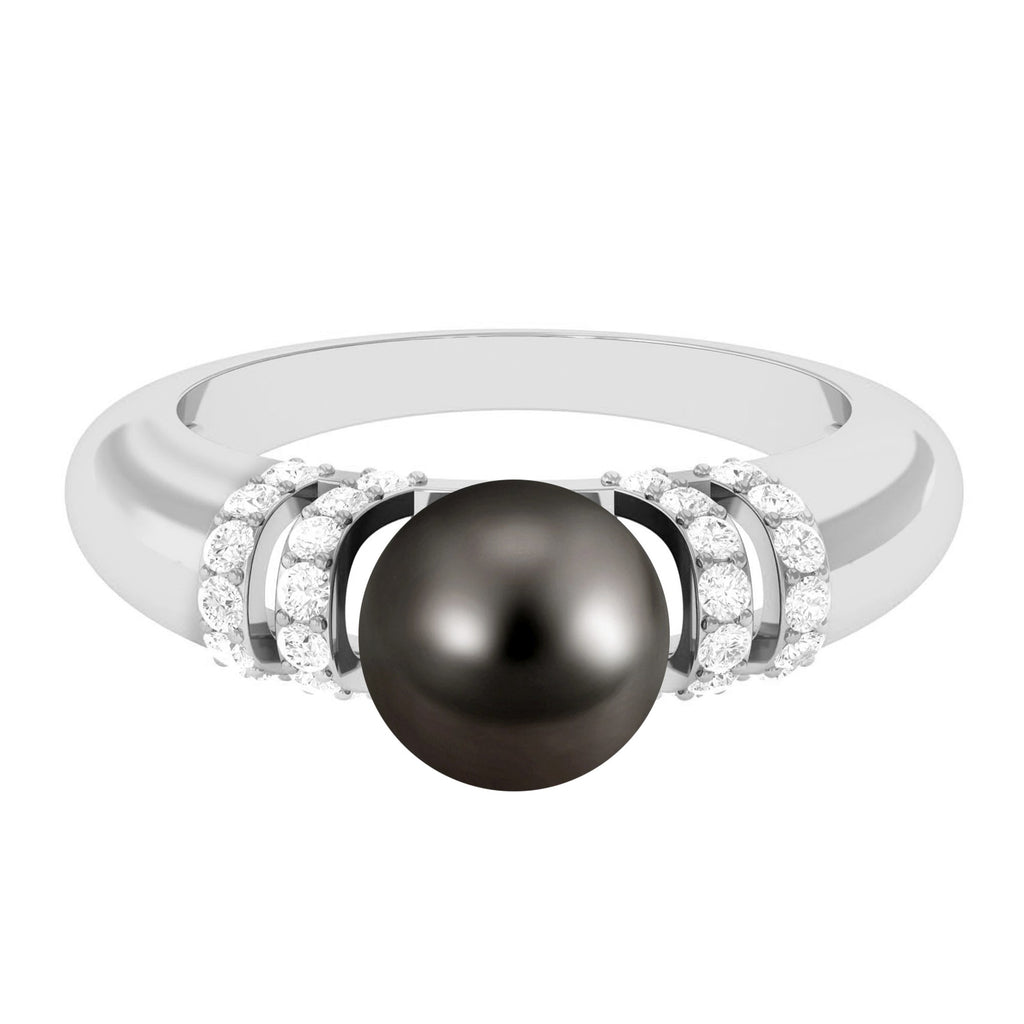 7.5 Carat Tahitian Pearl and Diamond Engagement Ring