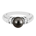 7.5 Carat Tahitian Pearl and Diamond Engagement Ring