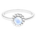 0.3 Carat Round Cut Solitaire Moonstone Flower Ring