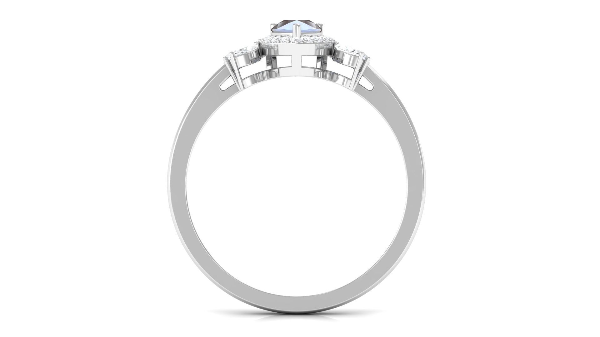 0.8 Carat Pear Shape Moonstone Engagement Ring with Diamond Accent