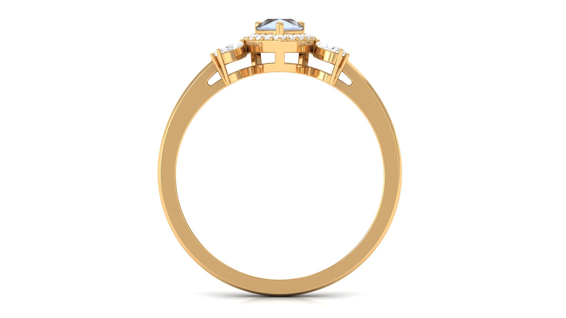 0.8 Carat Pear Shape Moonstone Engagement Ring with Diamond Accent