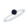 0.4 Carat Round Black Opal Solitaire Engagement Ring with Diamond
