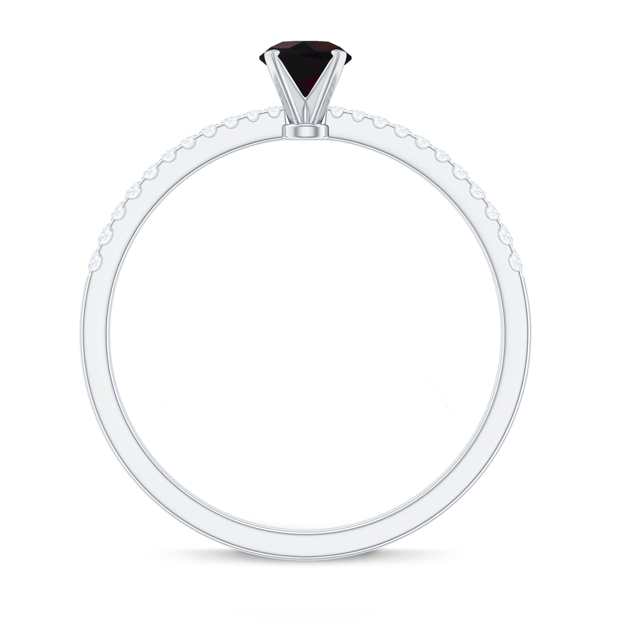 0.4 Carat Round Black Opal Solitaire Engagement Ring with Diamond