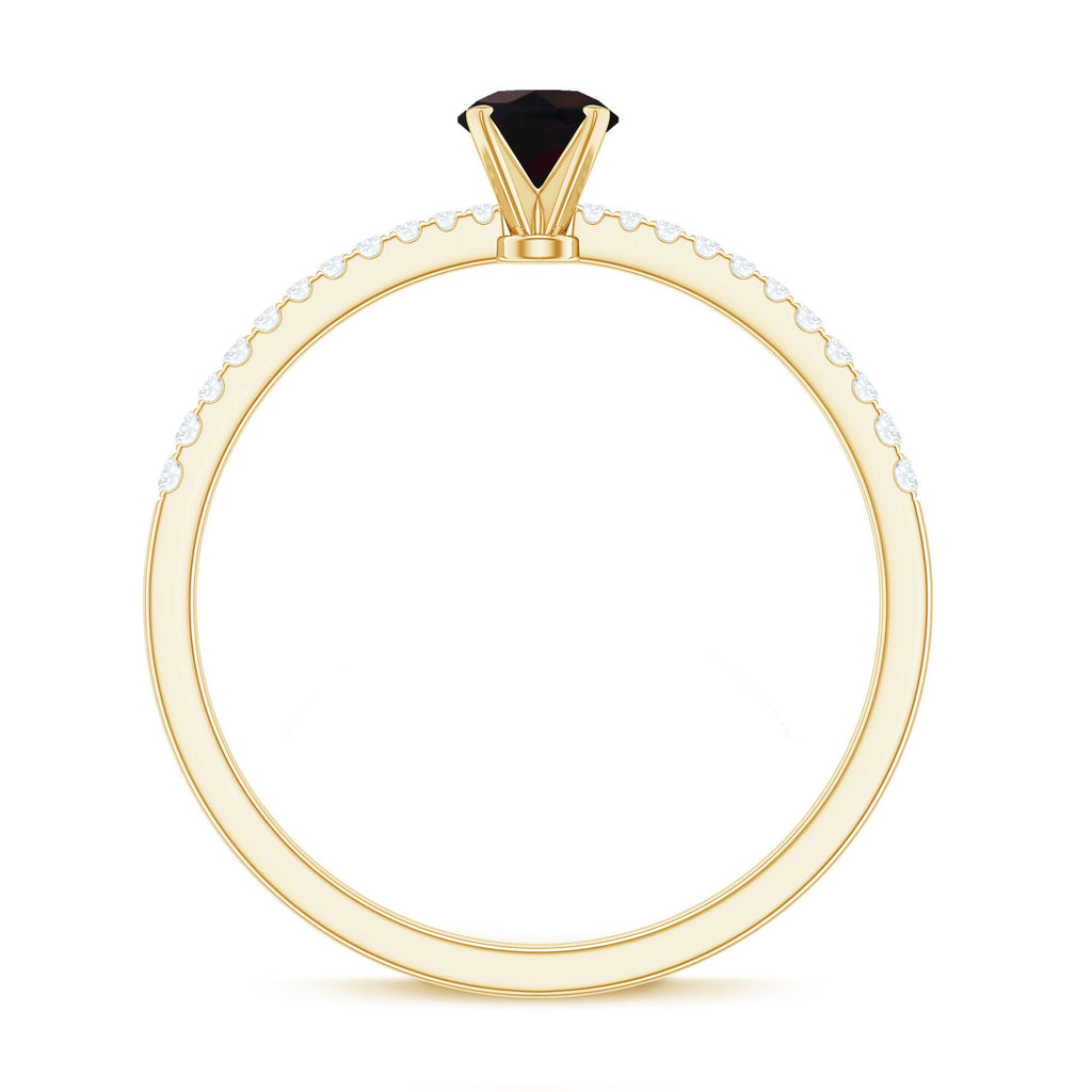 0.4 Carat Round Black Opal Solitaire Engagement Ring with Diamond