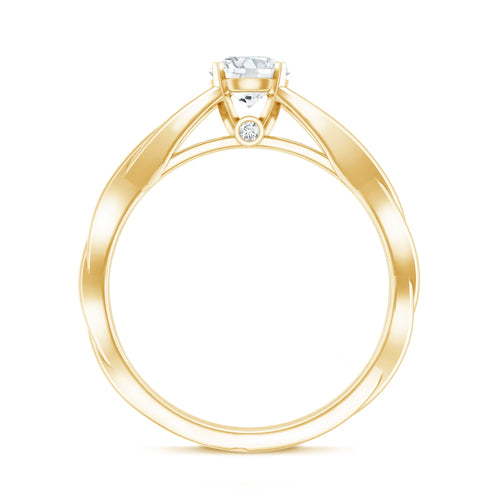 Certified Moissanite Solitaire Engagement Ring in Crossover Shank