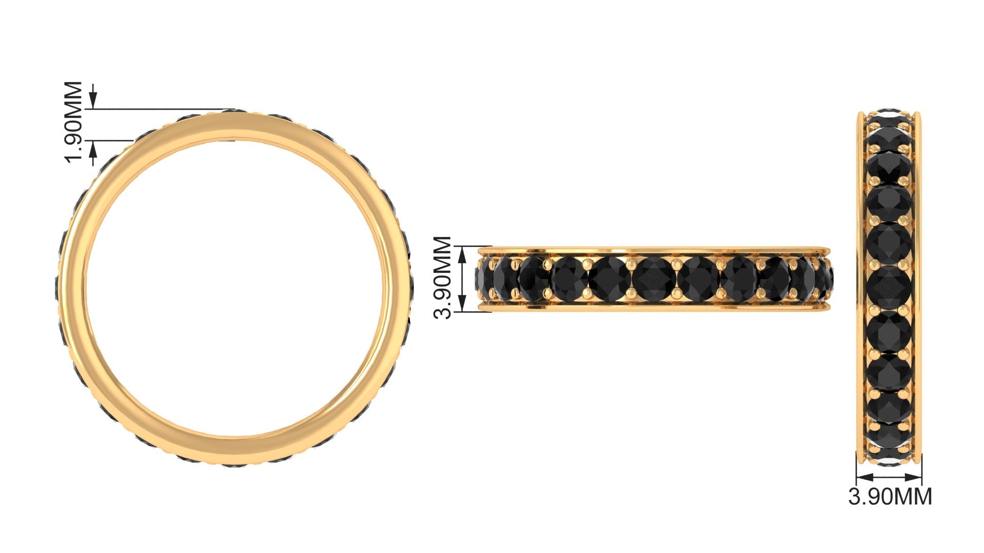 Black Spinel Eternity Band Ring