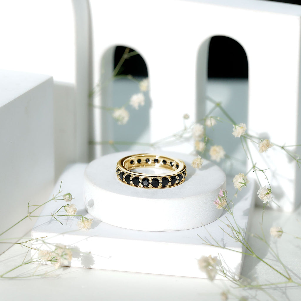 Black Spinel Eternity Band Ring