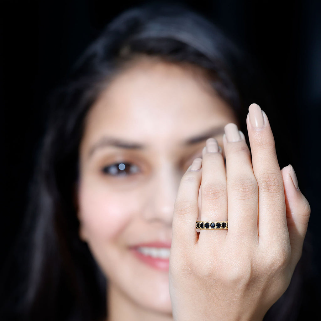 Black Spinel Eternity Band Ring