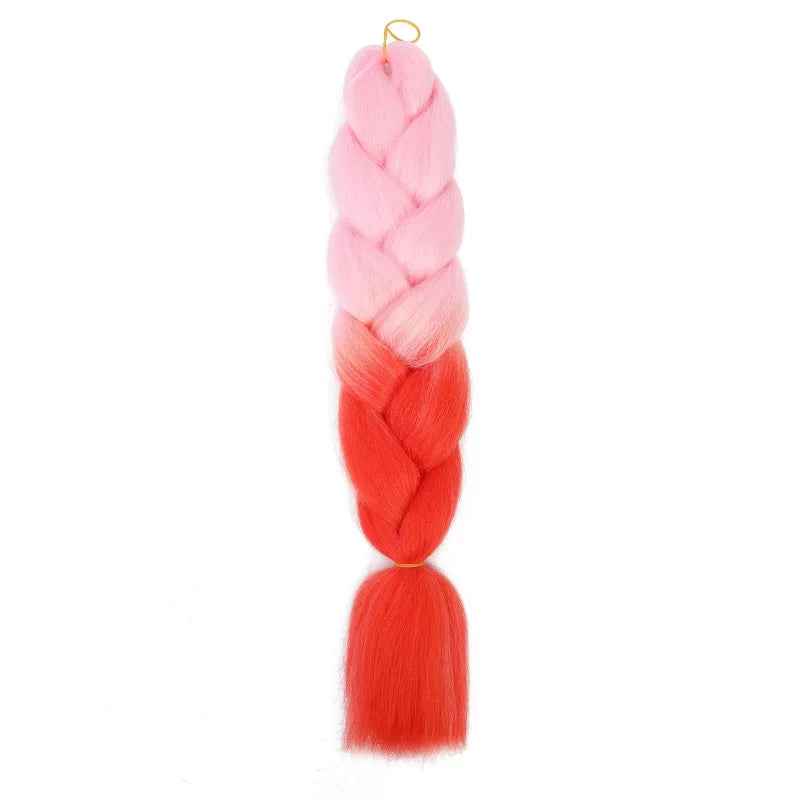 Synthetic 24Inch Jumbo Braids Extensions | Long Yaki Straight Braiding Hair Afro Ombre Color Hair for Women