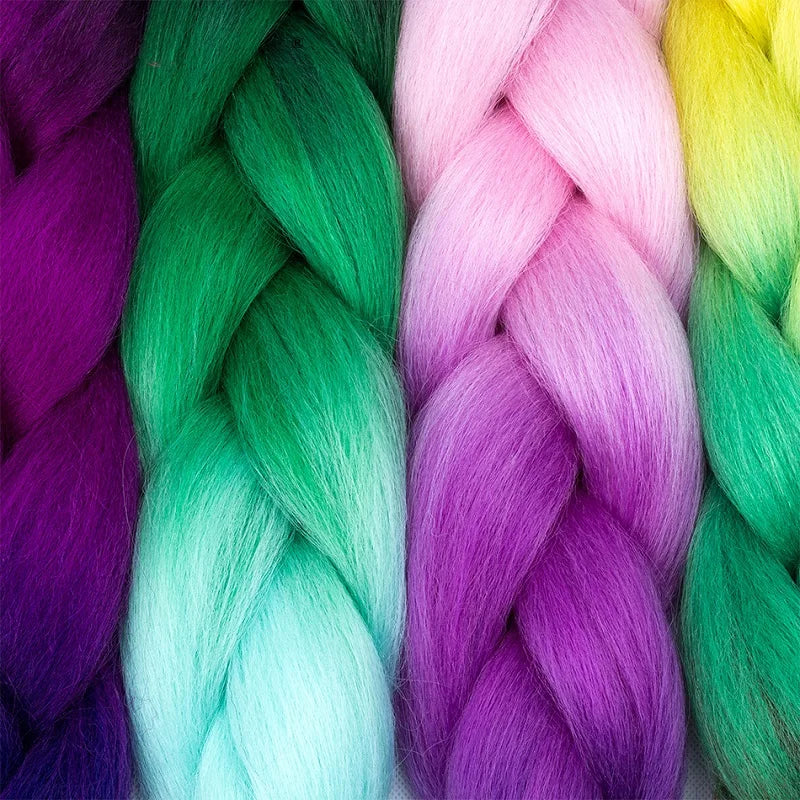 Synthetic 24Inch Jumbo Braids Extensions | Long Yaki Straight Braiding Hair Afro Ombre Color Hair for Women