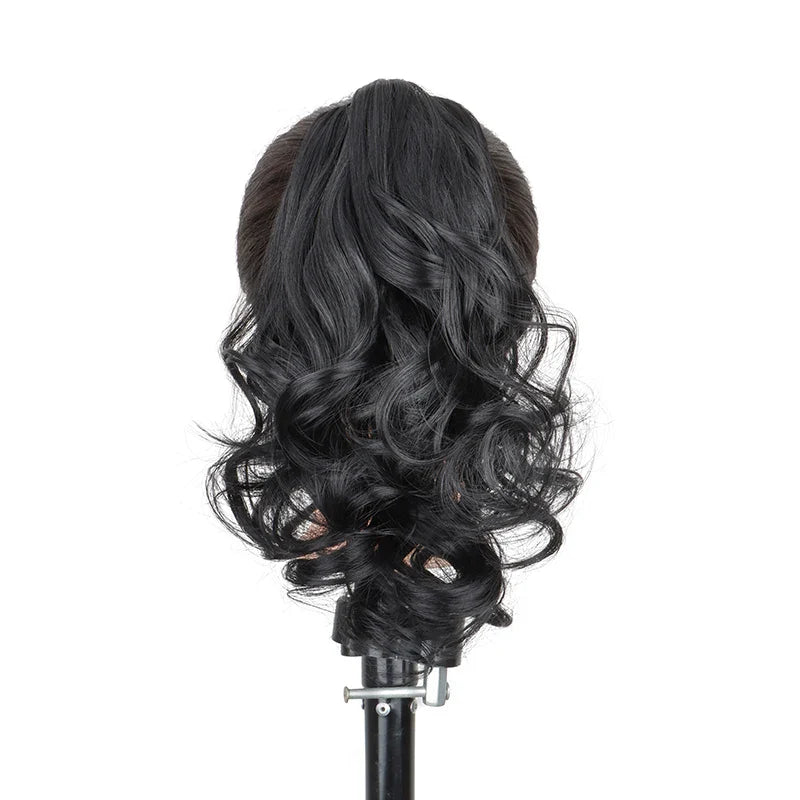 10Inch Short Wavy Curly Ponytail Hair Extension | Clip-in Claw Clip Hairpiece for Women