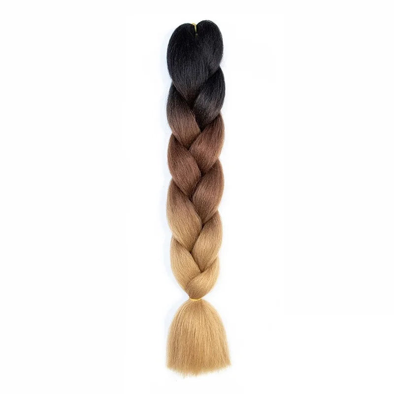 Synthetic 24Inch Jumbo Braids Extensions | Long Yaki Straight Braiding Hair Afro Ombre Color Hair for Women