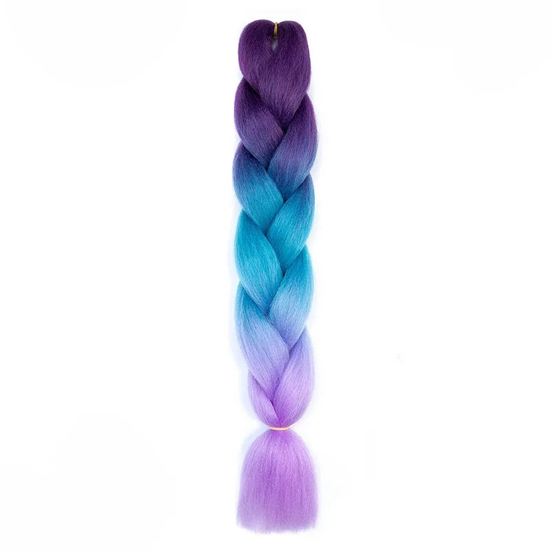Synthetic 24Inch Jumbo Braids Extensions | Long Yaki Straight Braiding Hair Afro Ombre Color Hair for Women