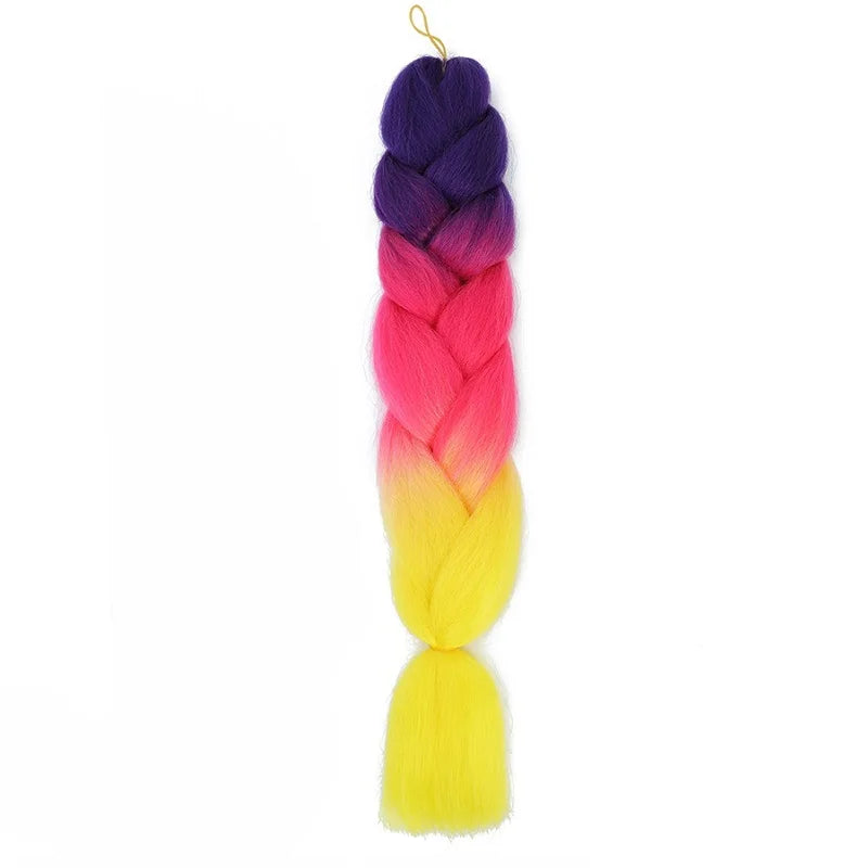 Synthetic 24Inch Jumbo Braids Extensions | Long Yaki Straight Braiding Hair Afro Ombre Color Hair for Women
